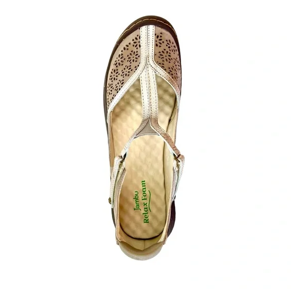 Jambu: Creek, sandals, Mary Jane, tan and gold tone, new with tags. - Picture 3 of 9